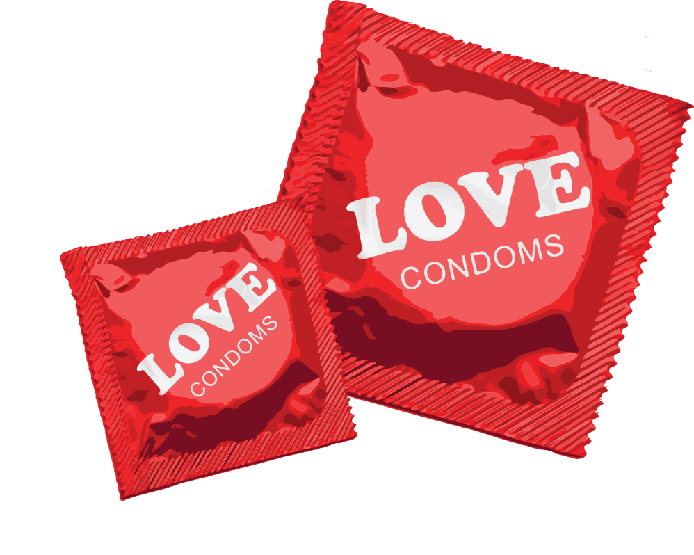 Condones rojos LOVE como recurso visual para promover salud sexual en República Dominicana.